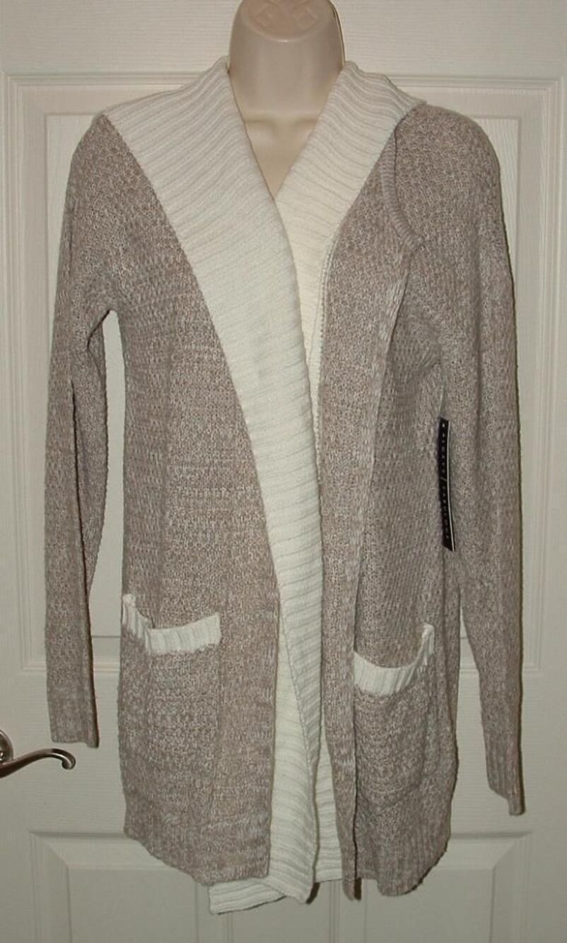 NEW NWT Roomy Sz Small Hooded Lightweight Open Sweater Pockets ABSOLUTELY FAMOUS - Picture 1 of 3